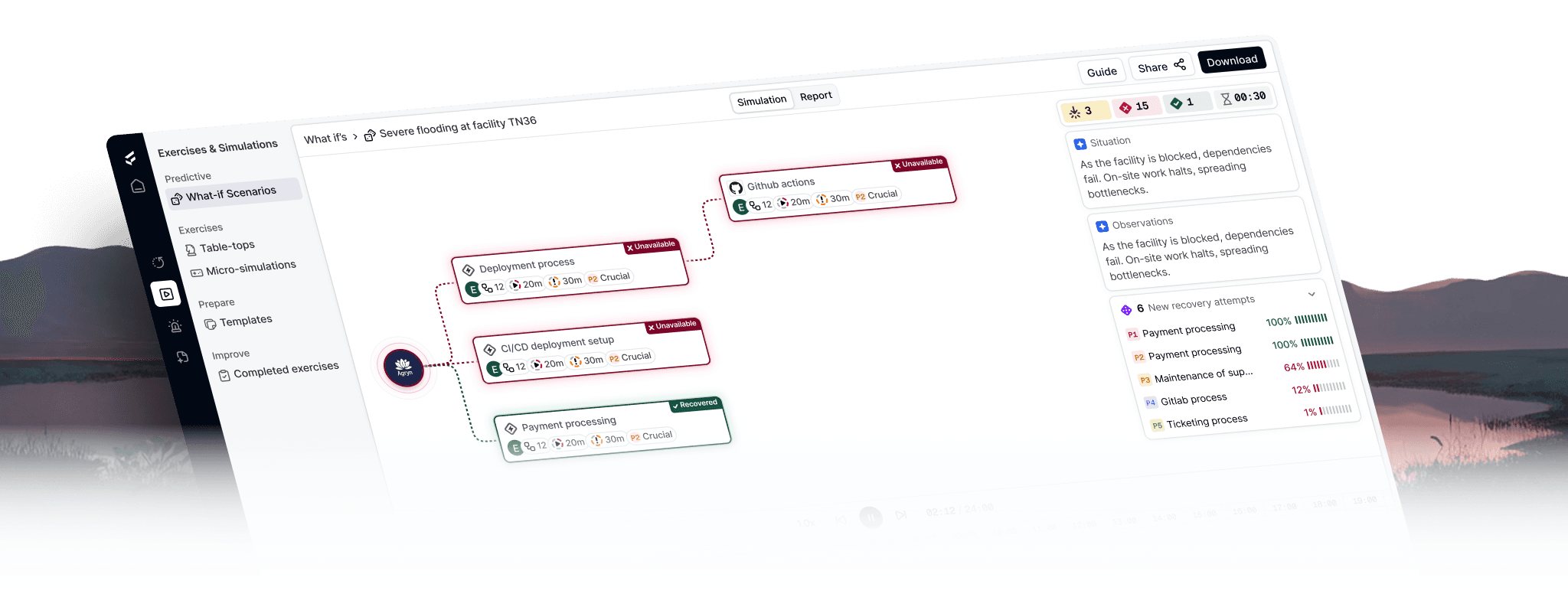 Exercise & Simulation platform screenshot