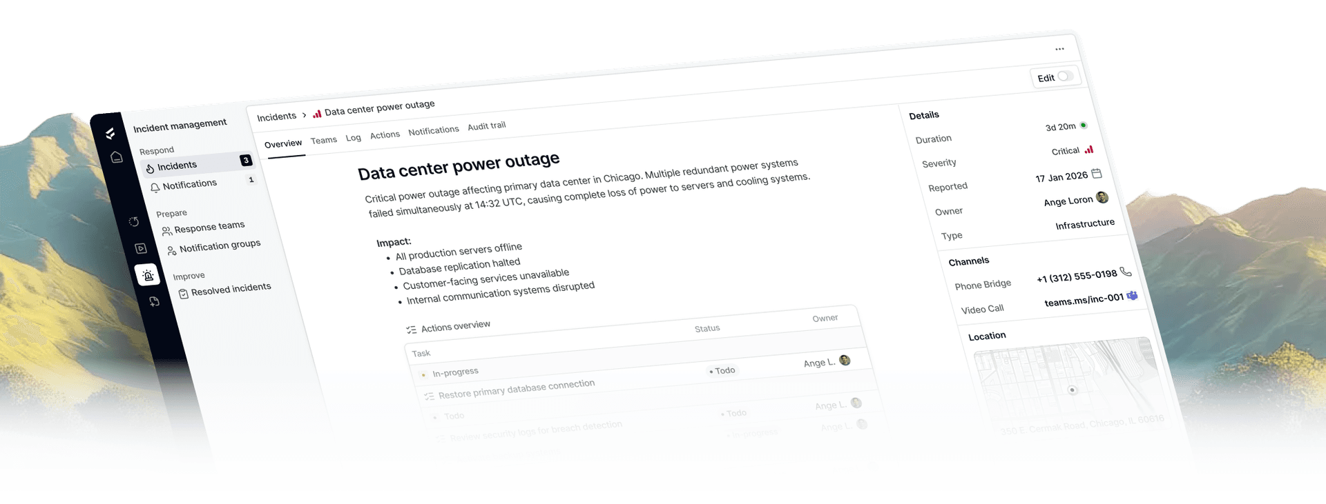 Incident Management platform screenshot