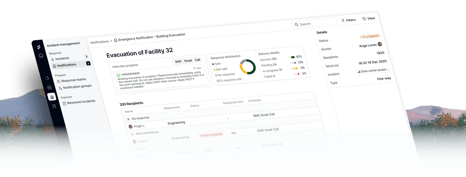 Mass Notification platform screenshot